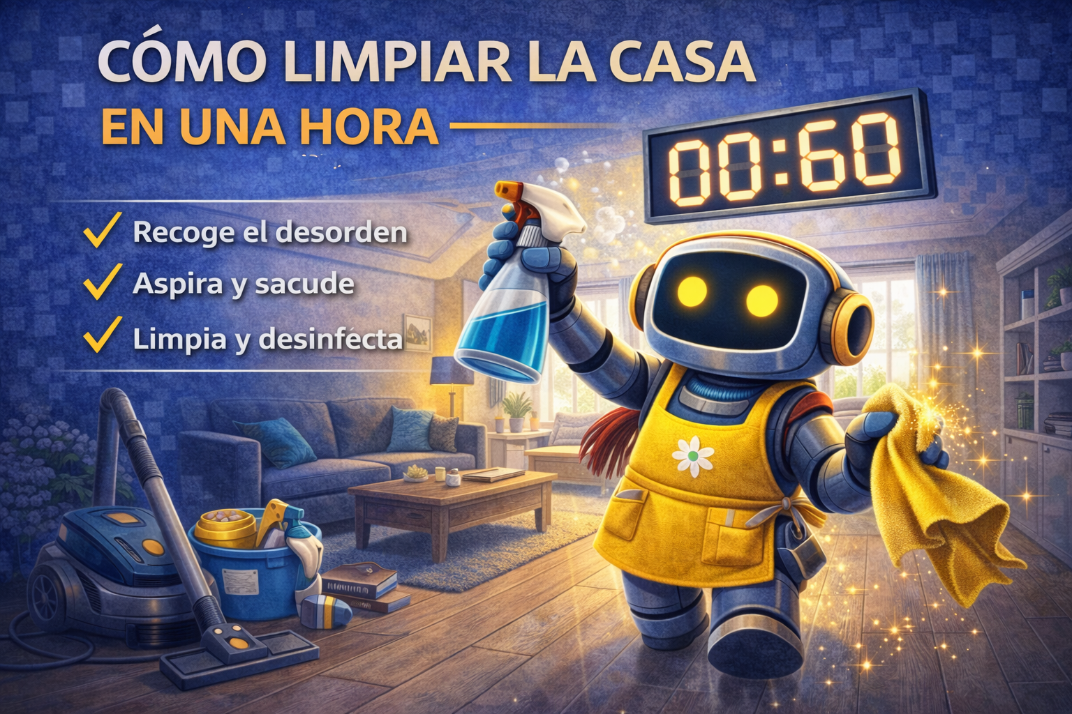 Plan de limpieza eficiente en 60 minutos con prioridades claras